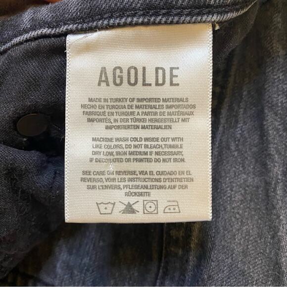 Agolde Riley High Rise Straight Cropped Black Washed Jeans Size 26 Button Fly - Picture 8 of 8